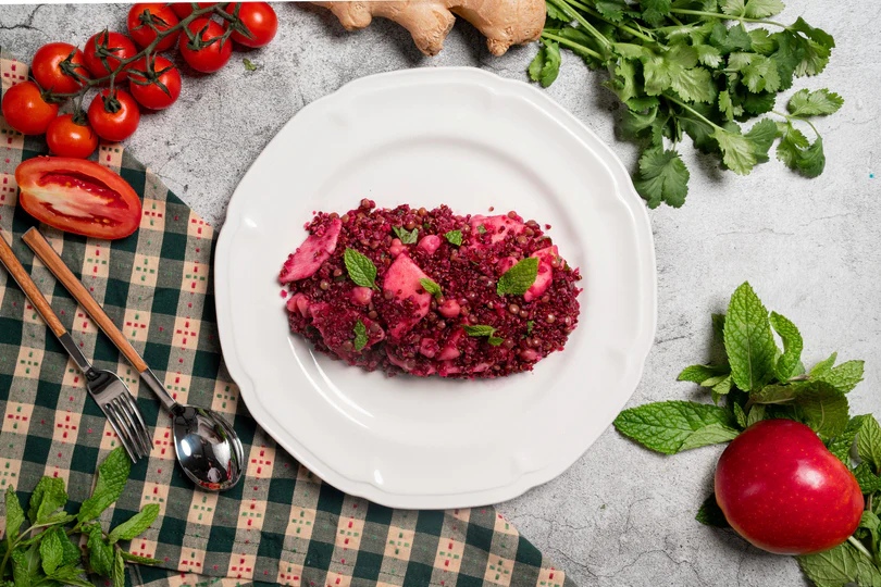 Vegan meatballs with hoisin