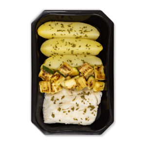 Merluza con patata y calabacín
