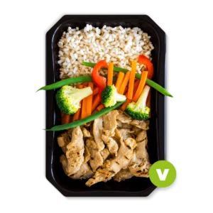 Heura Mediterráneo con arroz integral y vegetales